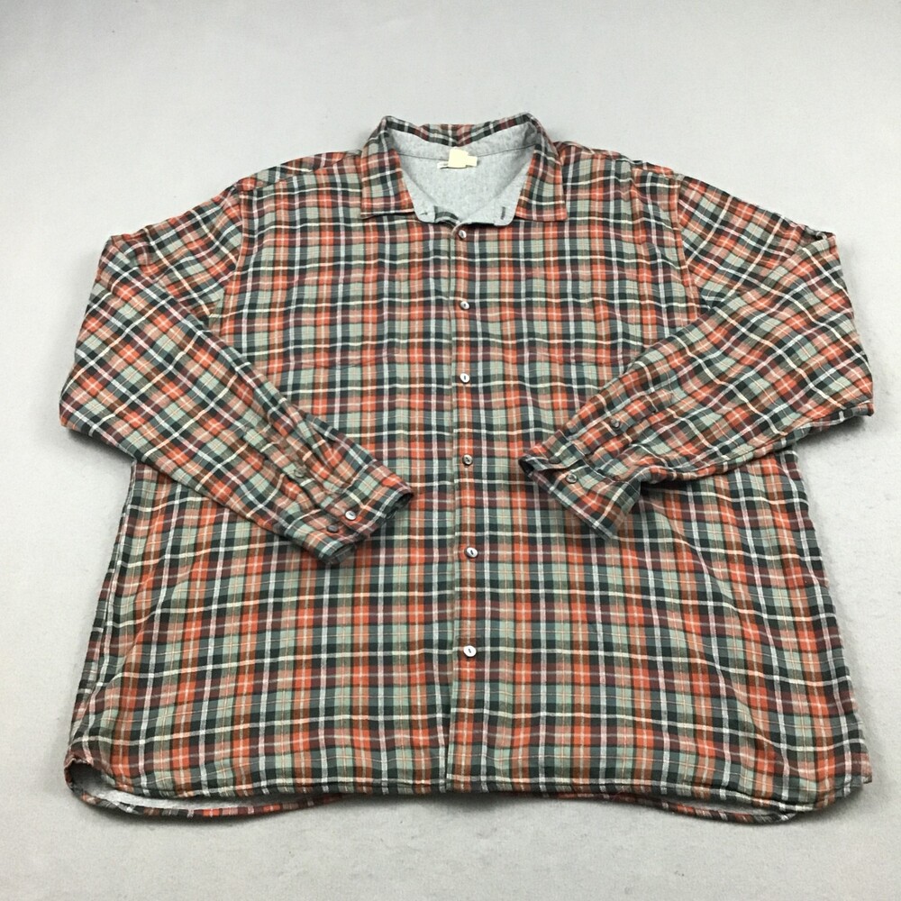 Carbon2Cobalt Shirt Men 2XL Orange Plaid Button Long Sleeve Shacket Lining XXL